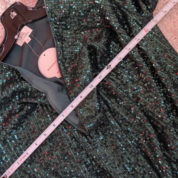 NWT Camila Coelho CeCe Shiny Green Sequin Bodysuit Top, size S - Picture 6 of 6